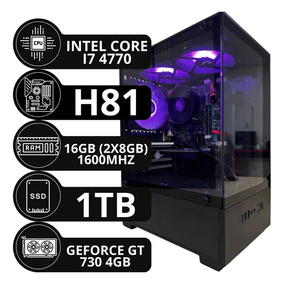 Pc Computador Gamer I7 4°ger 16gb Ssd 1tb Placa De Video 4gb