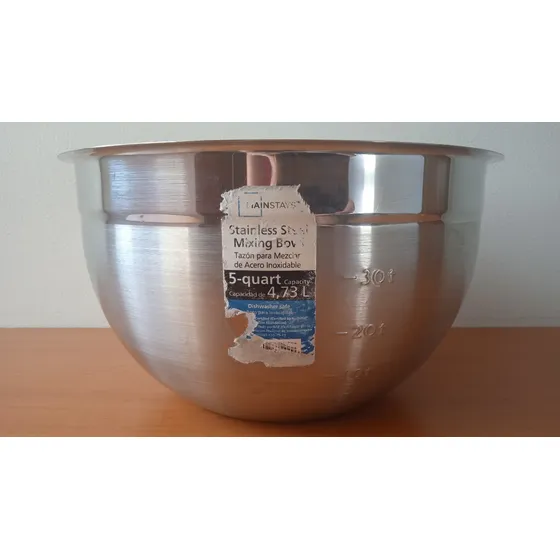 Tazón Bowl Acero Inoxidable Mezclar 4,73 Litros Como Nuevo
