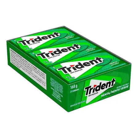 Chiclete Trident Menta - Caixa c/ 21 unidades sem açúcar