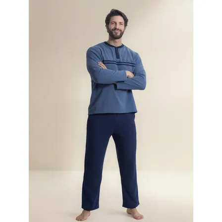 Pijama Hombre Micropolar Abotonada Elegante Clásica Cálida