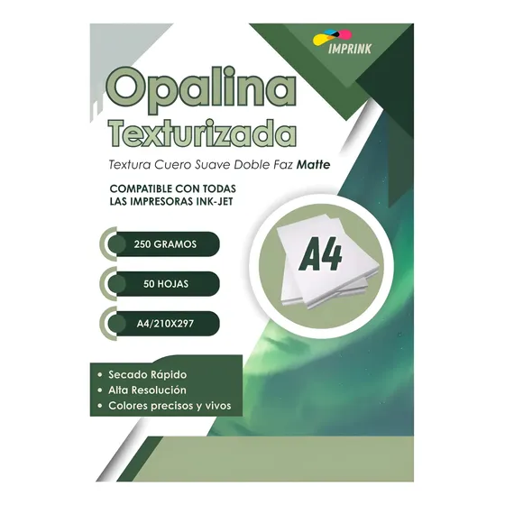 Papel Opalina Textura Matte Doble Faz Cuero Suave 250g 50h