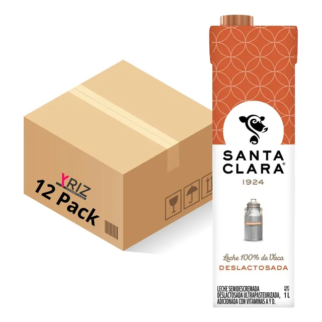 12 Pack Caja De Leche Santa Clara Deslactosada 1 Litro C/u