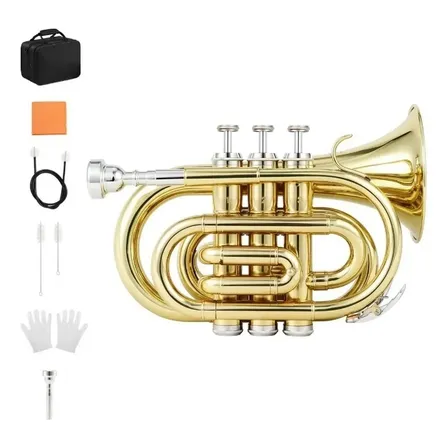 Brass Vedo Trompete De Bolso Com Acabamento Cromado B-flat