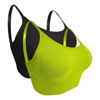 Kit 2 SutiĂŁ Top Alça Fina Cropped Bojo RemovĂvel Academia Kit 2 SutiĂŁ Top Alça Fina Cropped Bojo RemovĂvel Academia
