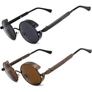 2 Piezas Lentes Sol Uv-400 Gafas Redondos Steampunk Unisex 2 Piezas Lentes Sol Uv-400 Gafas Redondos Steampunk Unisex