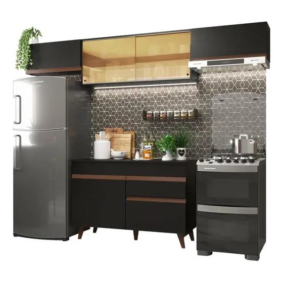 Cocina Integral Completa Modular Madesa Reims con Armario con Encimera Color Negro