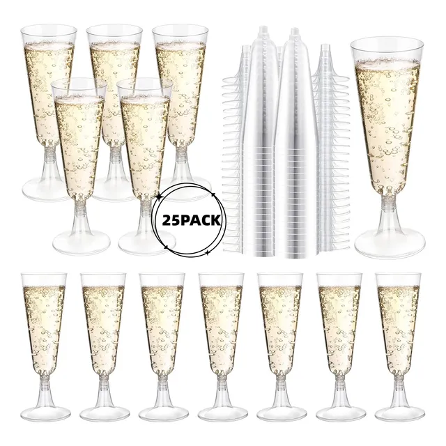25 Copas De Champagne 150 Ml Plástico Ultra Resistentes