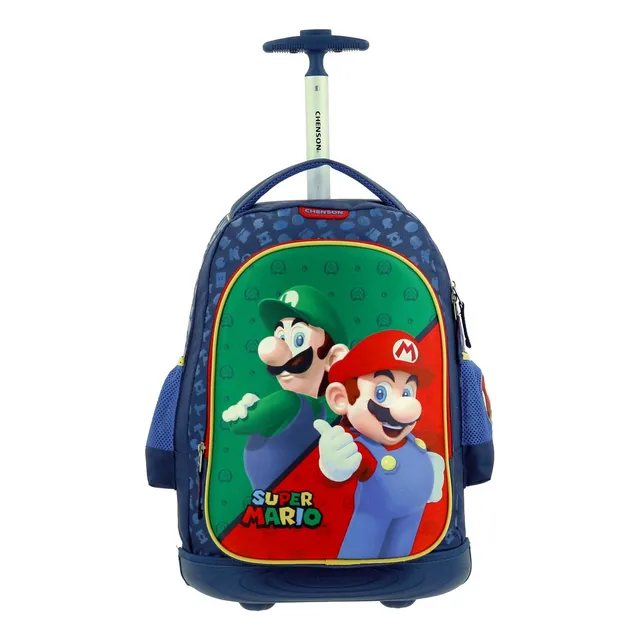 Mochila Chenson Con Ruedas Primaria Luigi Mario Bros Mb65870-9 Color Azul