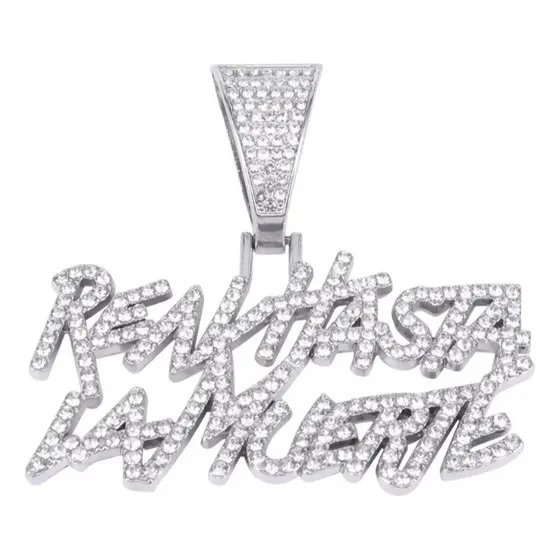 Dije Colgante Anuel Real Hasta La Muerte Cadena Acero Brillo Plateado
