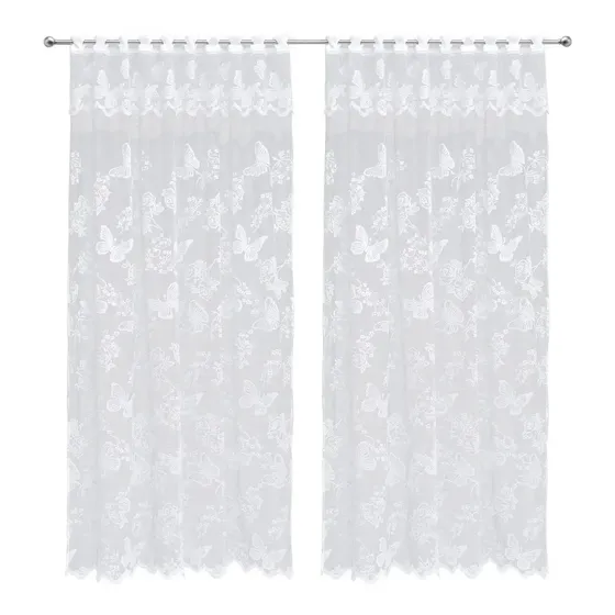 Set Visillo 2 Paños (3 Mts) Color Blanco mariposas