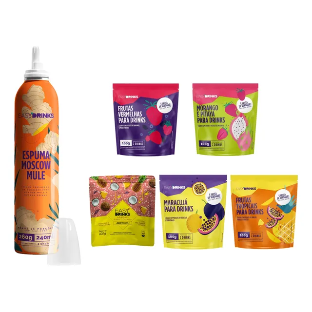 Kit 5 Sachês Easy Drinks Para Bebida 100g + Moscow Mule 260g