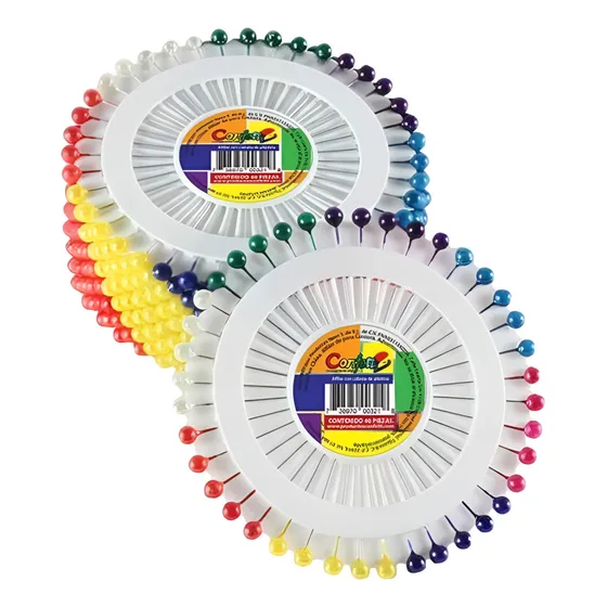 12 Rosetas Alfileres Confetti 480 Alfileres Cabeza Colores