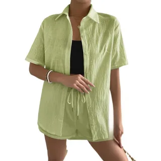 Camisa Holgada De Algodón Y Lino De Color Liso Para Mujer Camisa Holgada De Algodón Y Lino De Color Liso Para Mujer