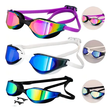 Óculos De Natação Competição Espelhado Adulto Uv Com Estojo Branco