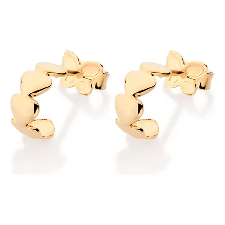 Brinco Meia Argola Corações Banhado A Ouro Rommanel 527482