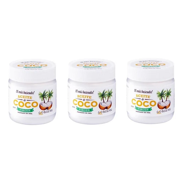 Aceite De Coco 225ml Virgen God Bless You Vegano Sin Tacc X3