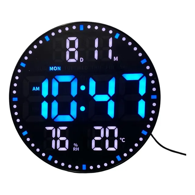 Reloj Led Despertador De Pared Temperatura Alarma Redondo