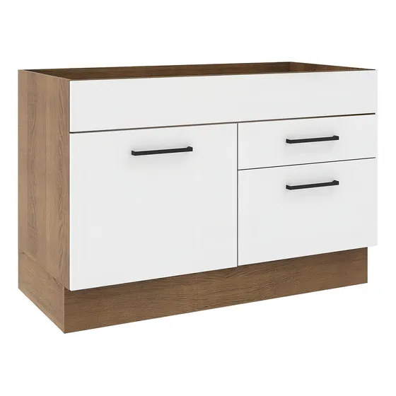 Gabinete Bajo Cocina Madesa Agata 120cm Sin Encimera Color Marrón/Blanco