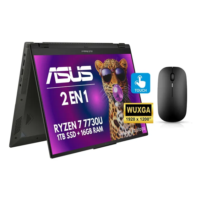 Asus Vivobook X360 Amd Ryzen 7 7730u Gamer 16 GB Ram 1 TB Ssd Pantalla Flip 16 Wuxga 1920 X 1200 Touch 2en1 Amd Radeon Graphics Incluye Windows 11 Laptop TN3604YA-CS71T With Regalo Mouse
