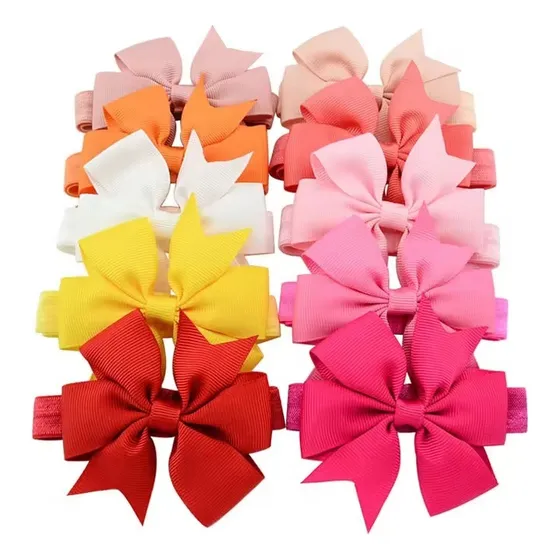 Set De 12 Cintillos Con Lazo Para Bebés