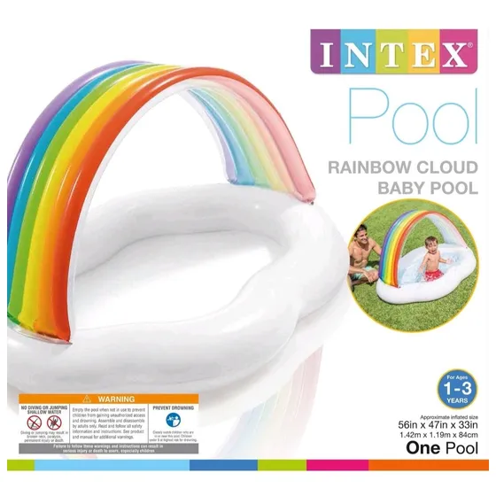 Piscina Para Bebes Niños Intex Arcoiris 1.42x1.19x0.84m +1