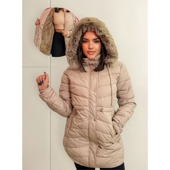Casaco Longo Feminino Capuz Removível Jaqueta Frio Intenso