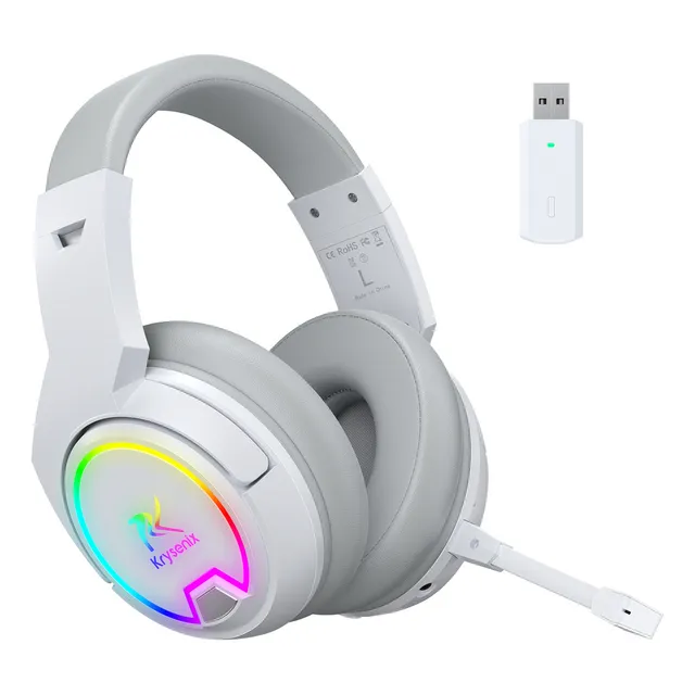 Auriculares Inalámbricos Para Juegos Pg4 Rgb Para Ps4, Ps5, Pc - Sonido Envolvente 7.1 De 2,4 Ghz, Auriculares Para Juegos Bluetooth Con Micrófono Con Cancelación De Ruido Desmontable Por Ia(blanco)