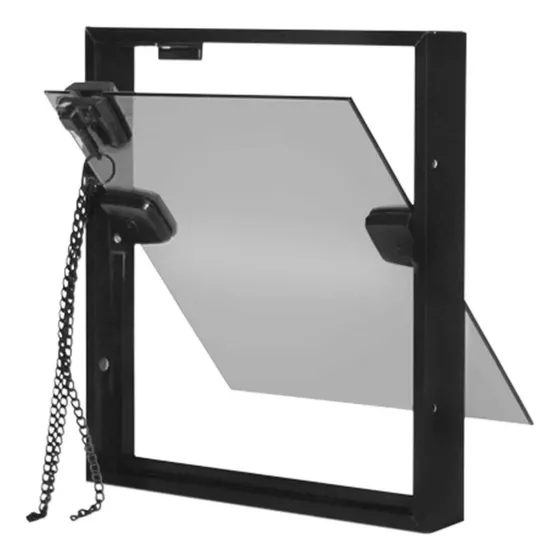 Janela Basculante Blindex - Vidro Temperado 60x60 Cor Aluminio E Acessórios Preto