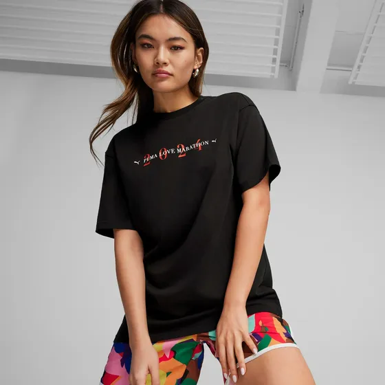 Remera Negra Puma Classics Love Marathon