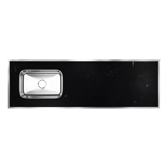 Pileta Acero Inoxidable Mesada Concreto 160cm Negro Forminox
