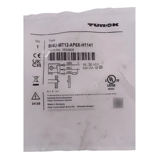 Turck Bi4u-mt12-ap6x-h1141 Sensor De Proximidad Cilíndrico