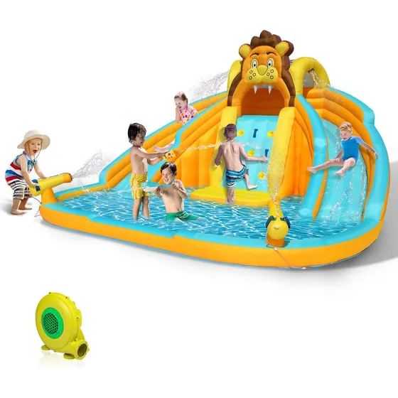 Parque Acuatico Inflable Doble Tobogan Largo Tematica