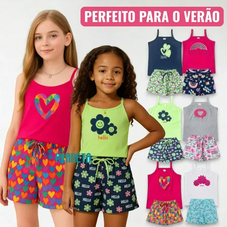 Kit 6 Peças Infantil Juvenil Menina Blusa Bordada Com Alça