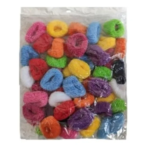 Bolsa 50 Gomitas Coleros De Plush 4 Cm Para El Cabello