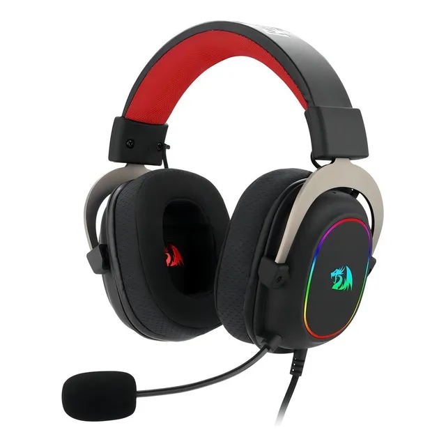 Auriculares gamer Redragon Gamer Zeus X H510-RGB negro con luz LED
