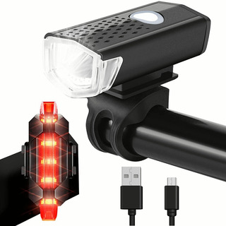 Luces Bicicleta Delantera Y Trasera Linterna Ipx5 Impermeable Color Negra Luces Bicicleta Delantera Y Trasera Linterna Ipx5 Impermeable Color Negra
