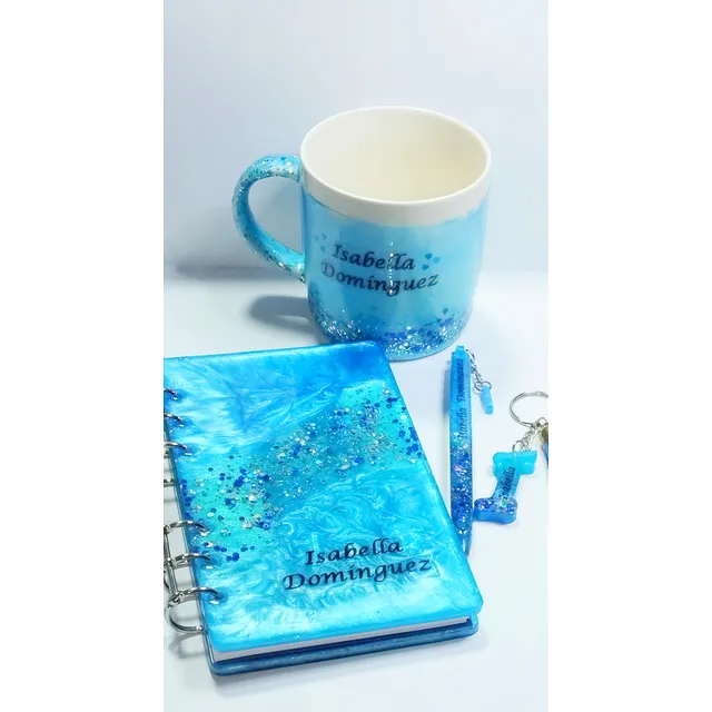 Resina Epoxica Agenda Llavero Bolígrafo Taza Combo