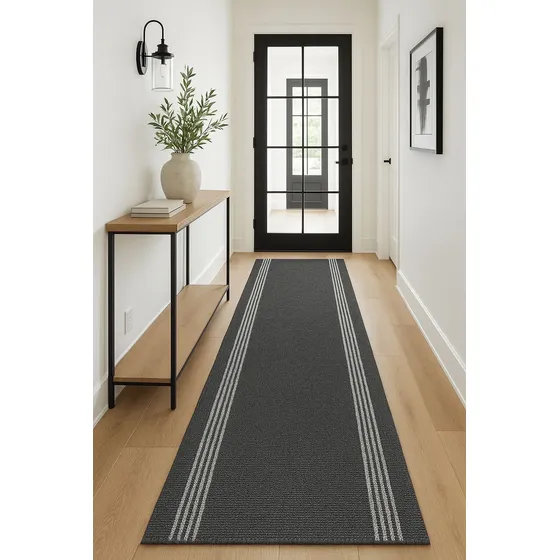 Camino Alfombra Simil Yute Gris Antidesliz 67x200cm Kreatex