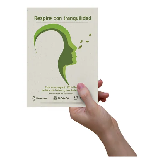 Señal Aviso Letrero Plástico Respire Tranquilo No Fumar 