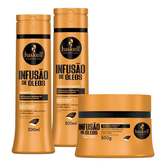 Kit Haskell Infusão De Óleos Shampoo Cond Máscara 300gr