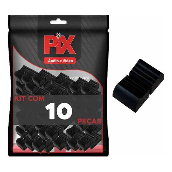 10x Botão Knob Mesa De Som Eixo 1x4mm - Deslizante - Preto Pix 075-8015