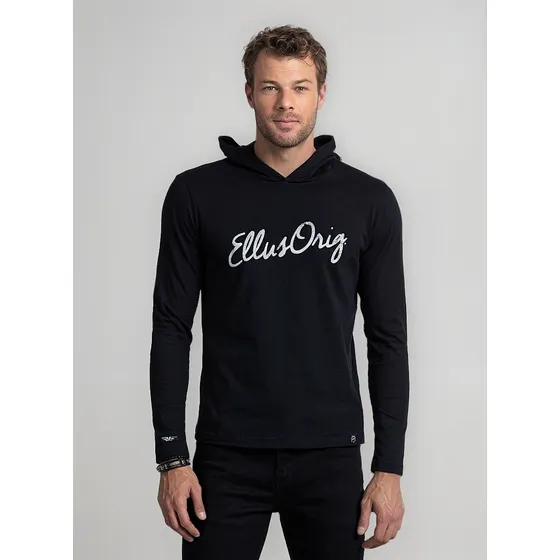 Ellus Polera Hombre Manga Larga Capucha + Print Brazo