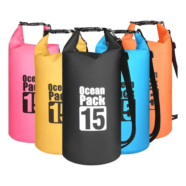 Bolso Estanco Impermeable 15lts Kayak Camping Color Negro