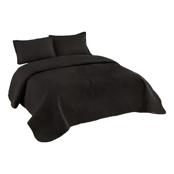 Cubrecama Quilt De Verano King Lisos Color Negro