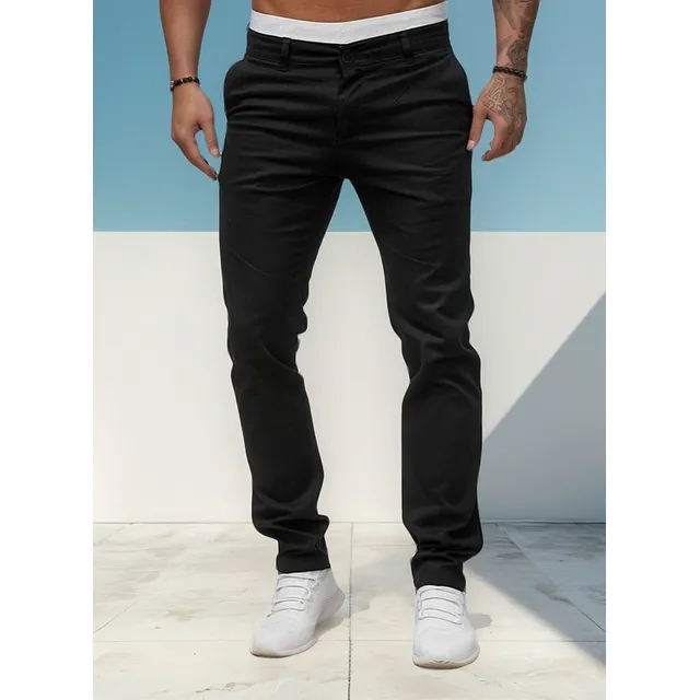 Mz Pantalones Hombre Gabardina Silm Fit Vestir Casual Strech