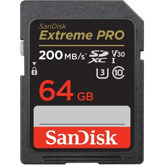 Tarjeta De Memoria De Tamaño Completo Sandisk Extreme Pro 64gb Sdxc Uhs-i U3 V30 4k 200mb/s Sdsdxxu-064g-gn4in