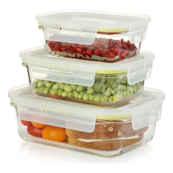 Set 3 Taper Vidrio Fuente Para Alimentos