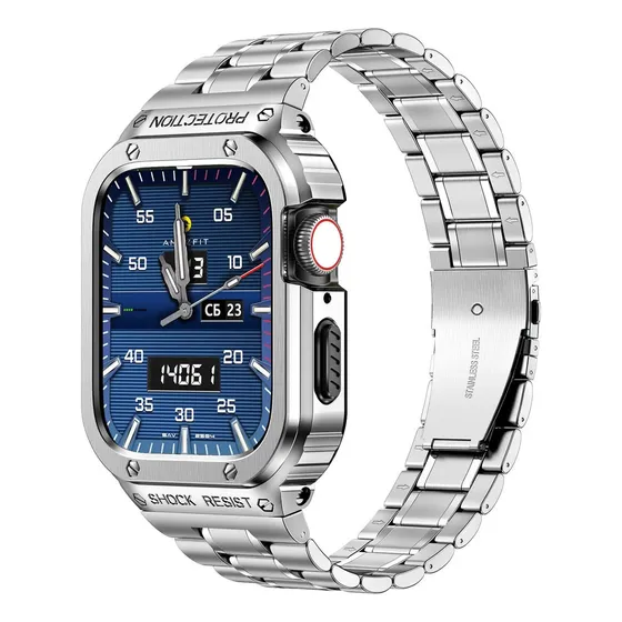 Correa De Acero Inoxidable Y Funda Para Apple Watch Banda D