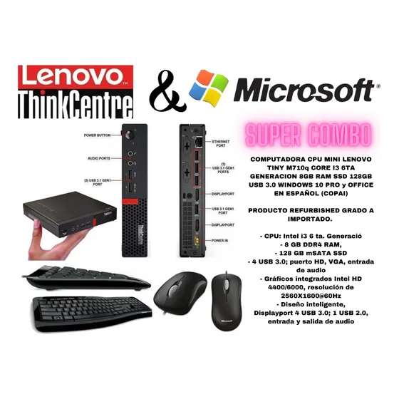 Lenovo M Tiny M710q, Intel I3, 8gb Ram, 128gb Ssd