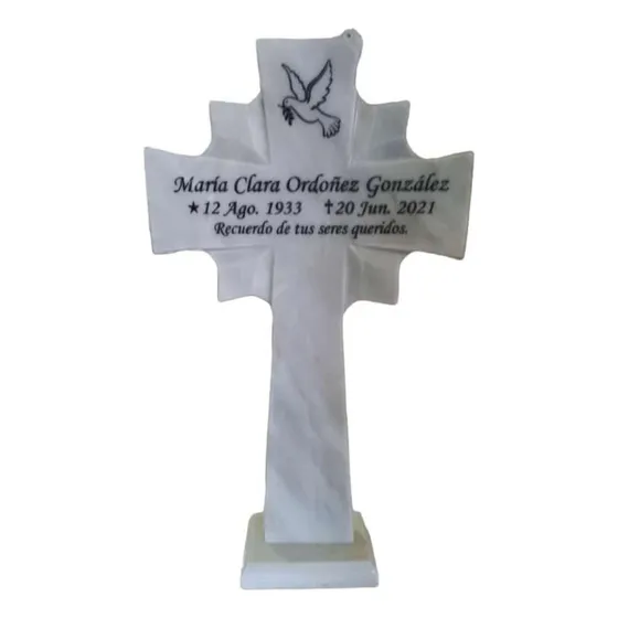 Cruz De Mármol Resplandor  De 50cm Para Lapida Con Grabado